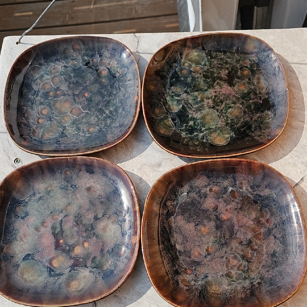 Rare MCM Set Of 4 Plates Or Saucers Beauceware Ceramique De Beauce